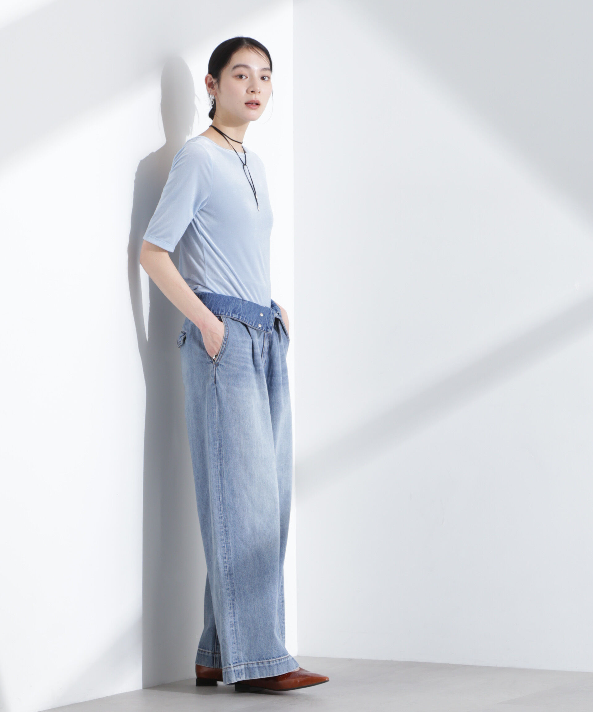 nano･universe「シアーベロアバックオープン5分袖Tシャツ」|Tシャツ・カットソー|