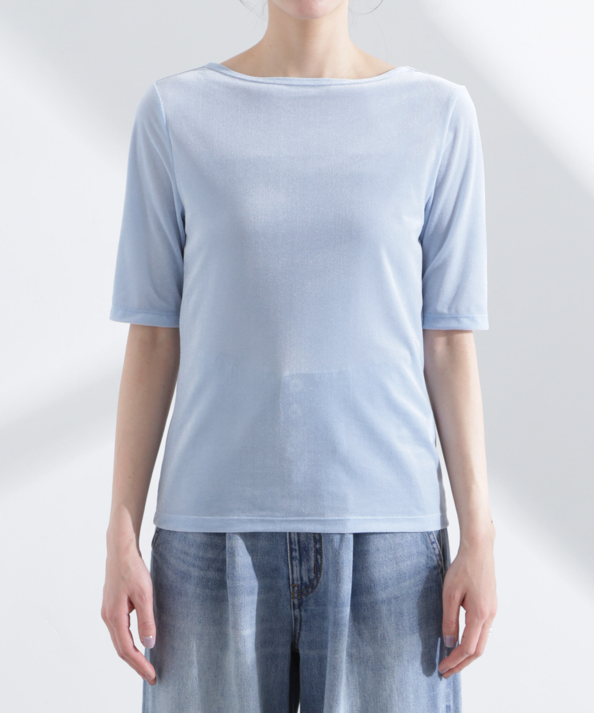 nano･universe「シアーベロアバックオープン5分袖Tシャツ」|Tシャツ・カットソー|