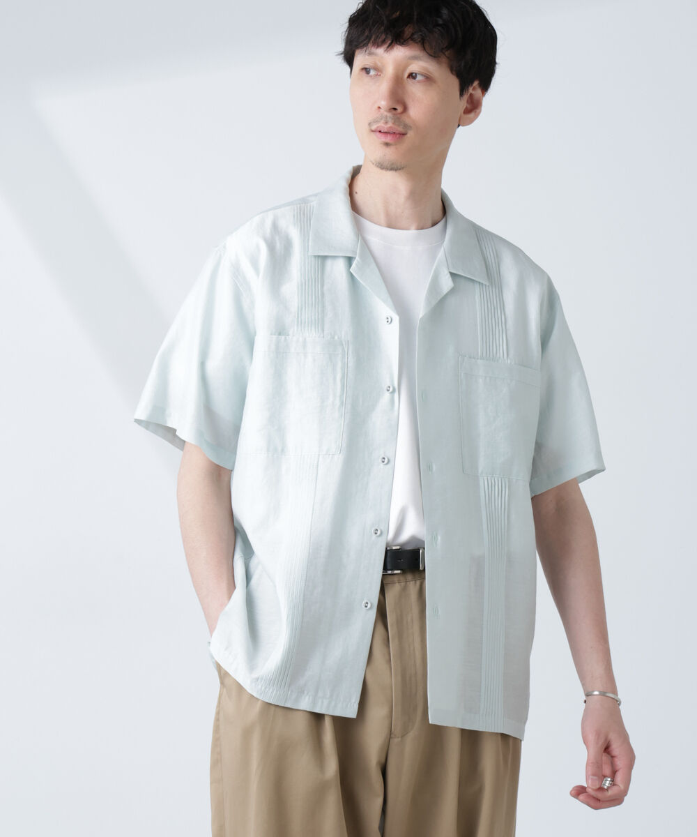 nano･universe「オープンカラーキューバシャツ」|シャツ・ブラウス|L.ブルー1