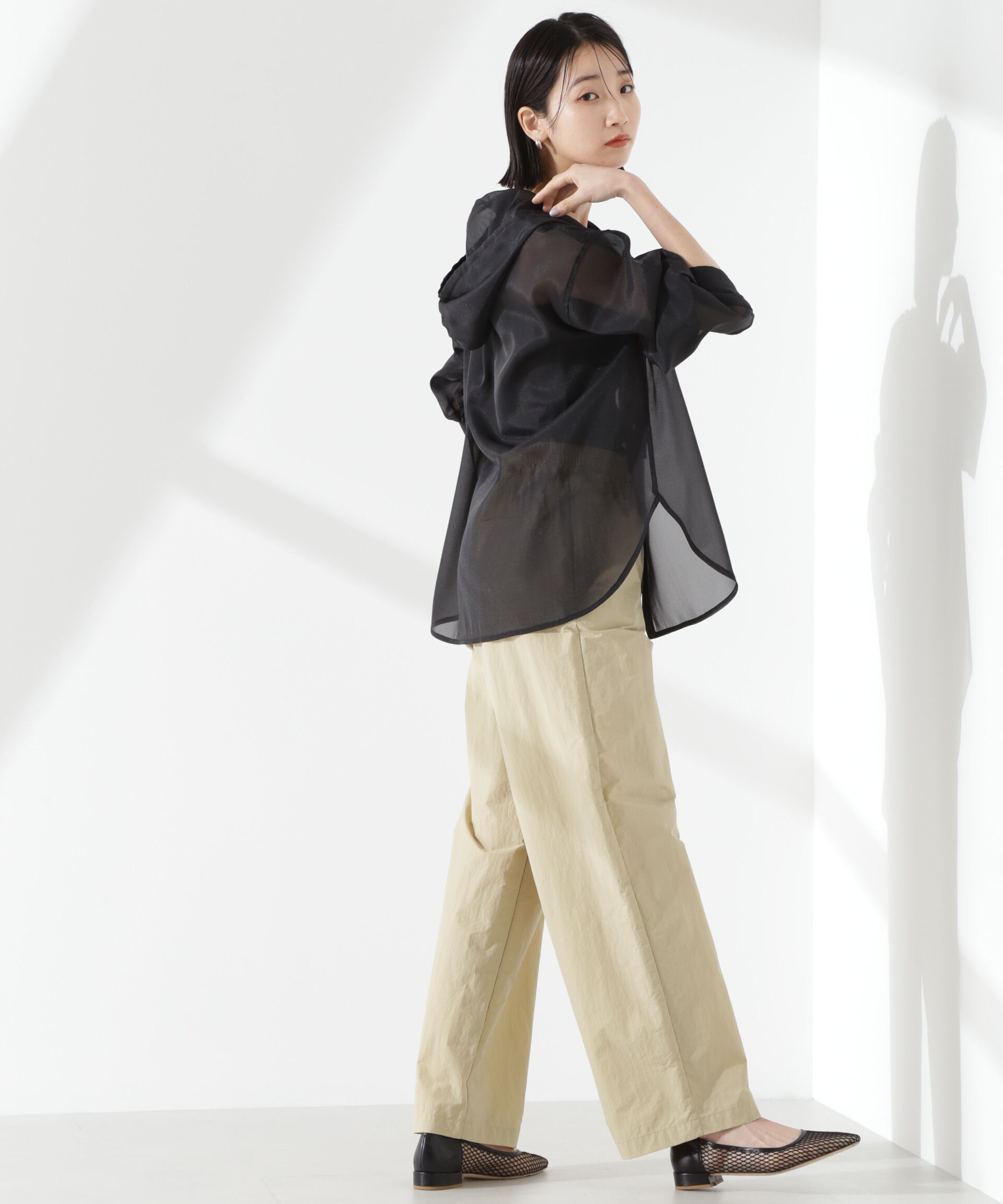 nano･universe「シアーフードシャツ」|シャツ・ブラウス|