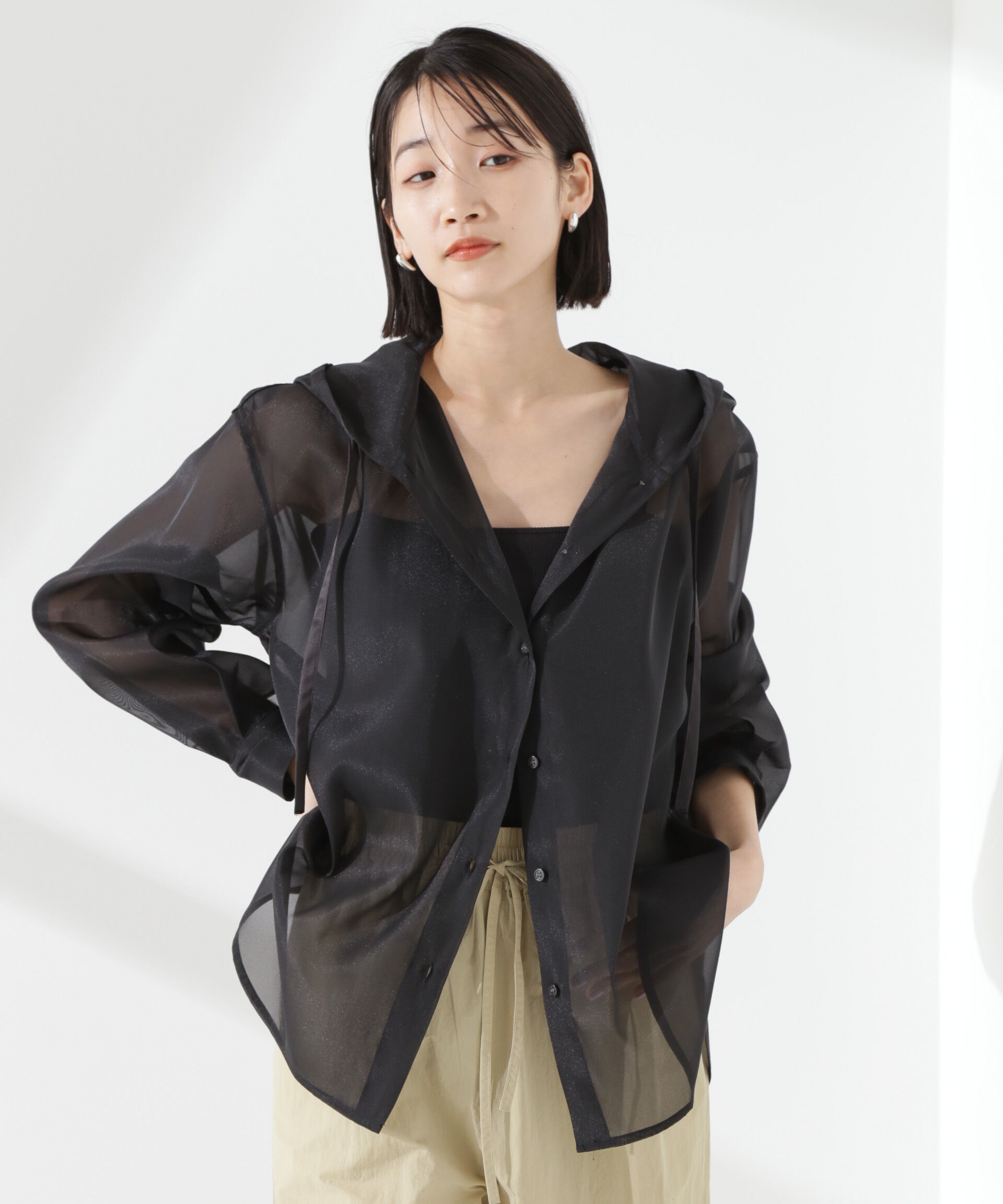 nano･universe「シアーフードシャツ」|シャツ・ブラウス|