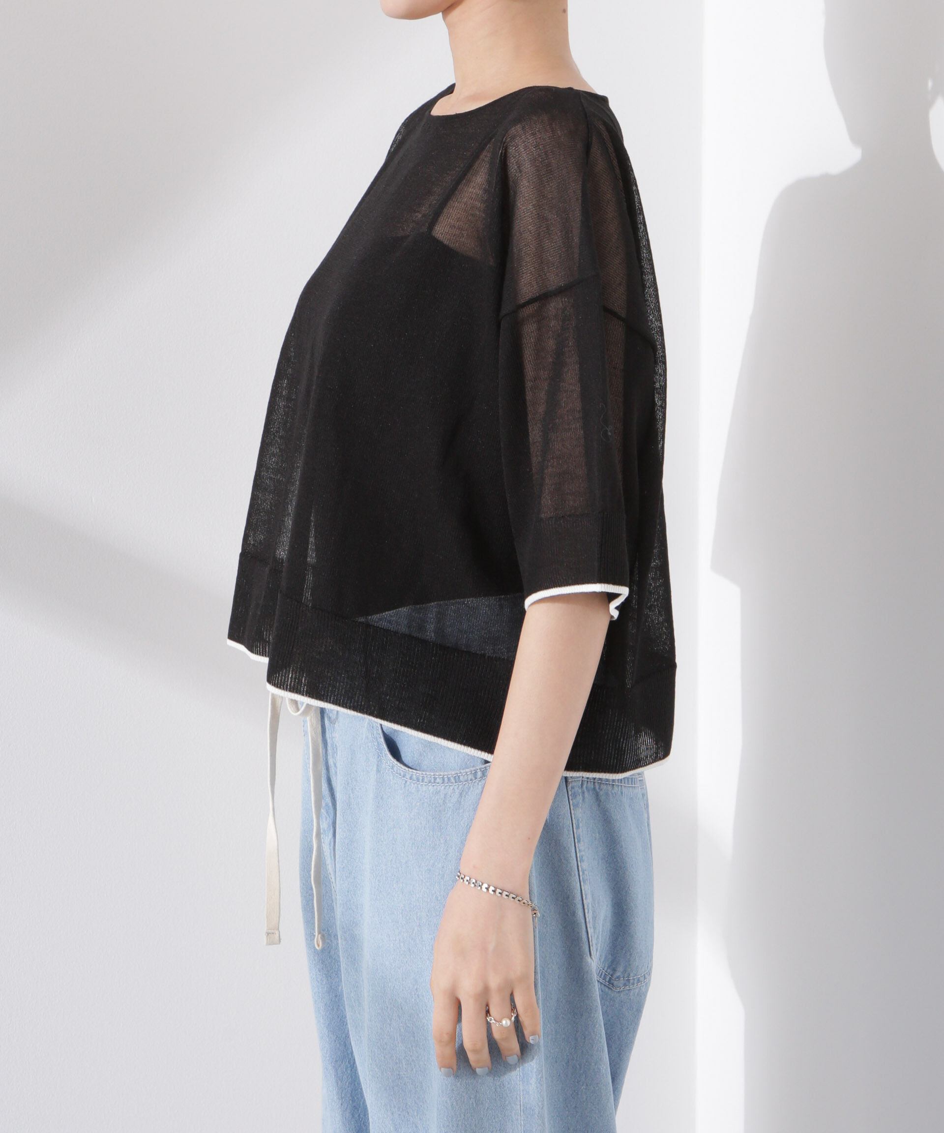 nano･universe「洗濯機洗可バイカラーシアーニット」|ニット・セーター|