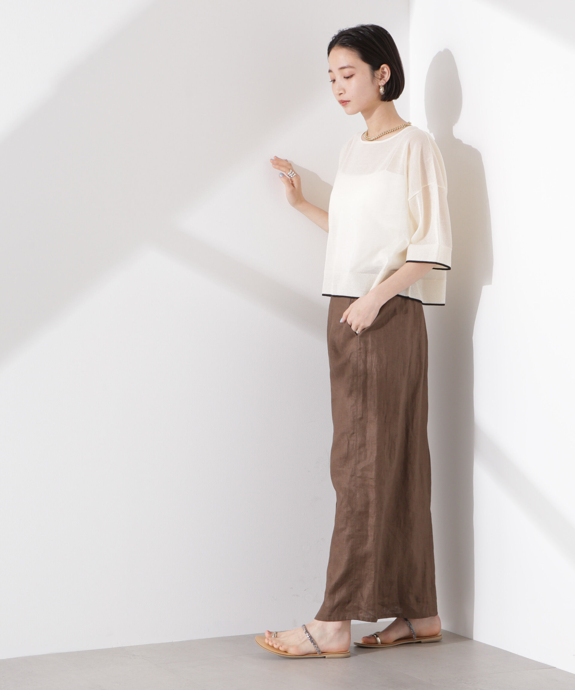 nano･universe「洗濯機洗可バイカラーシアーニット」|ニット・セーター|