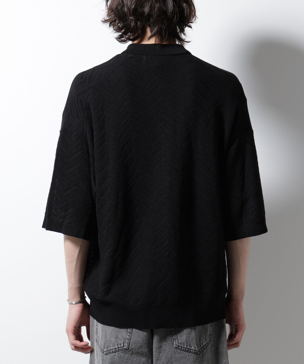 nano･universe「ハイゲージ ヘリンボーンニットシャツ」|ニット・セーター|