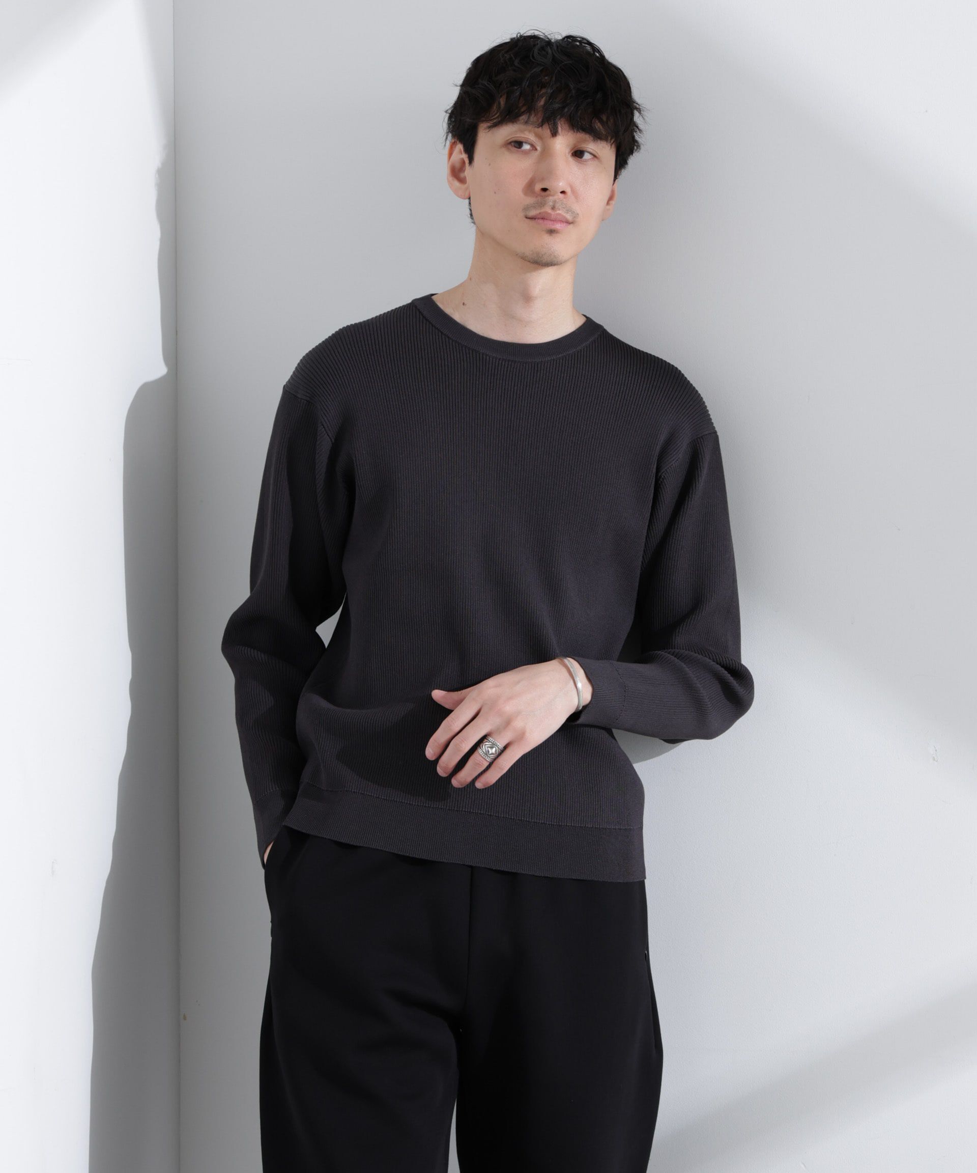  「CICAドライタッチ リブクルーネックニット」|ニット・セーター|