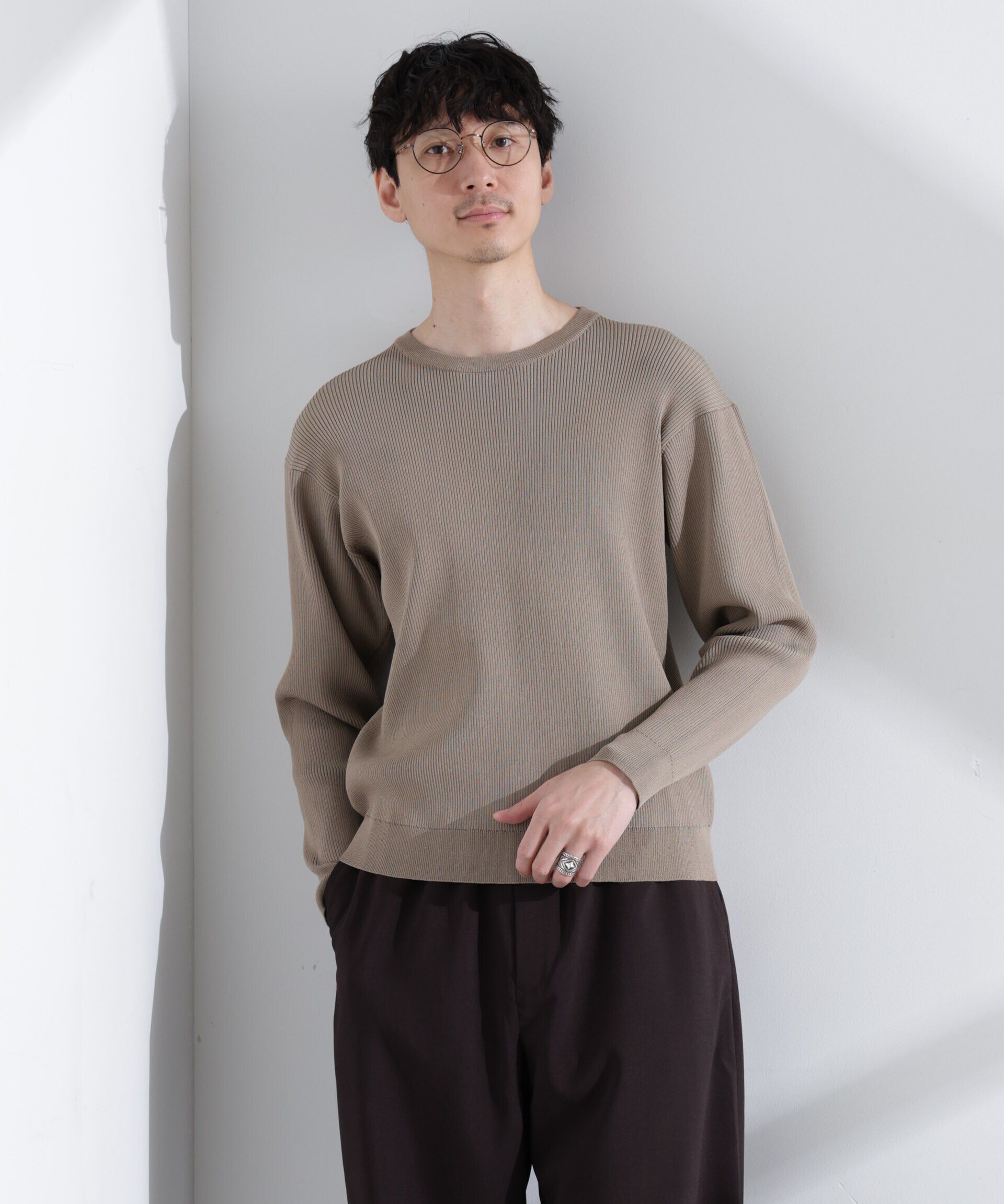  「CICAドライタッチ リブクルーネックニット」|ニット・セーター|