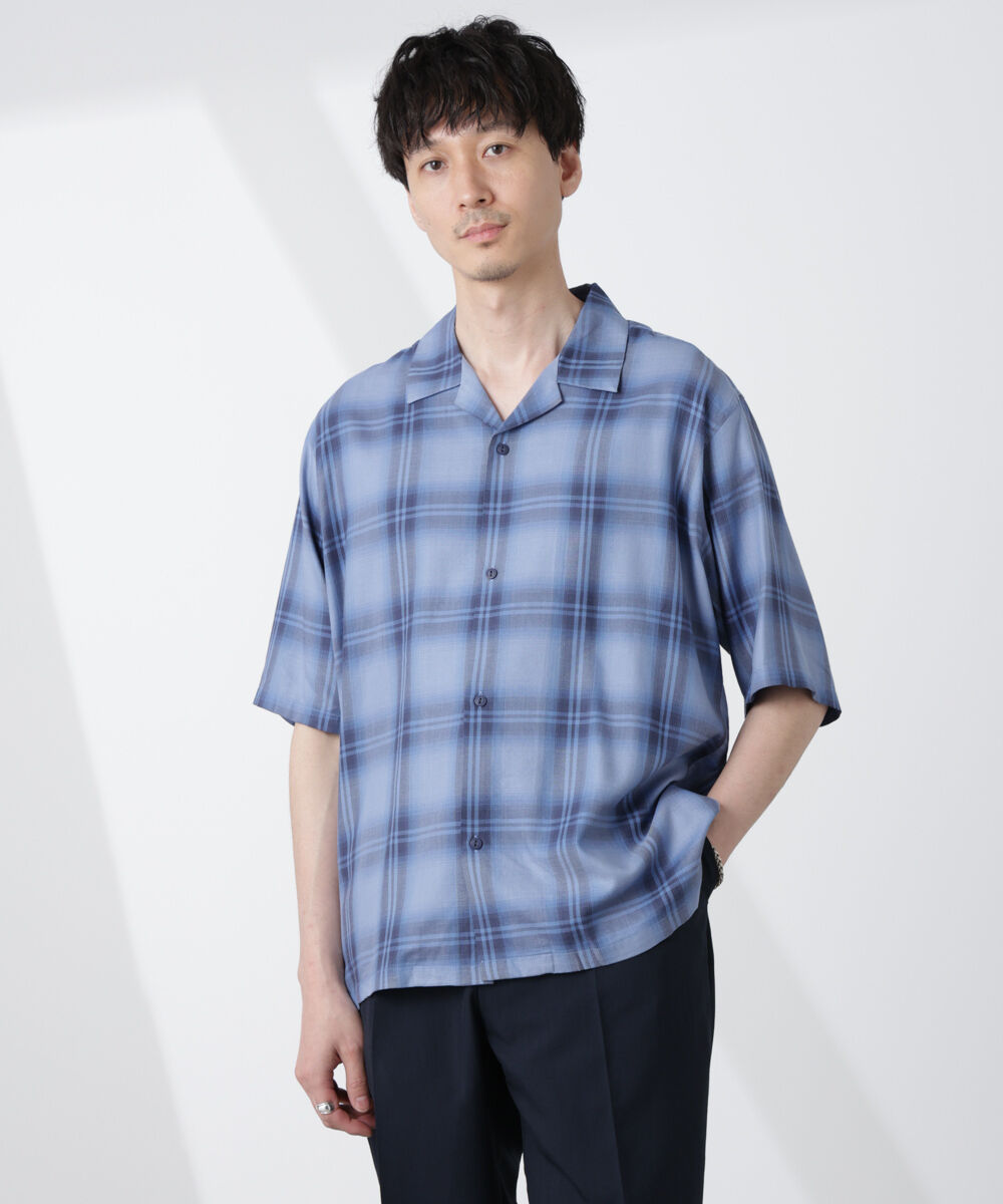 nano･universe「オリジナルパターンオンブレーシャツ 半袖」|シャツ・ブラウス|