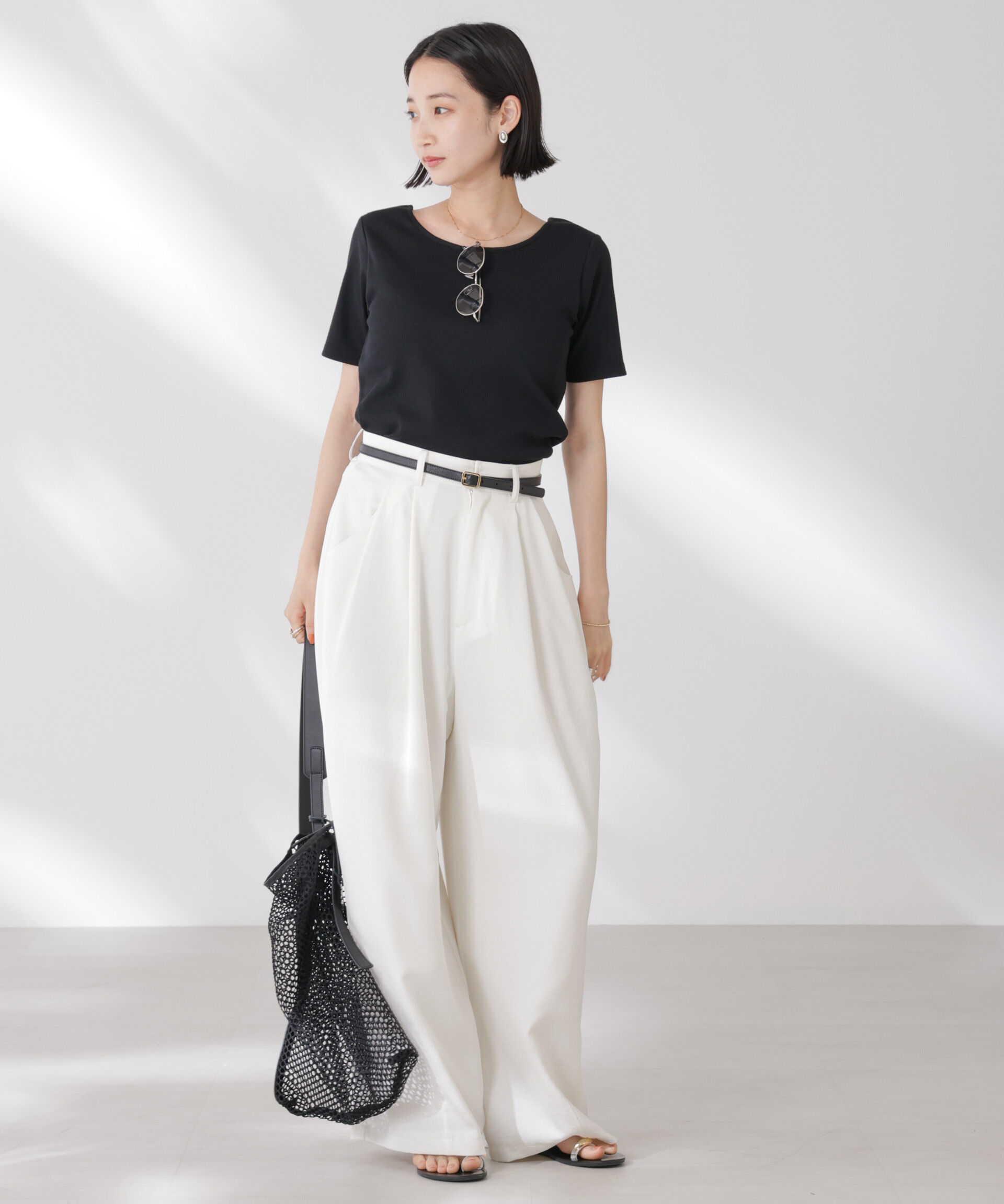 nano･universe「抗菌防臭・接触冷感機能 カップ付きクルーネックトップス」|Tシャツ・カットソー|