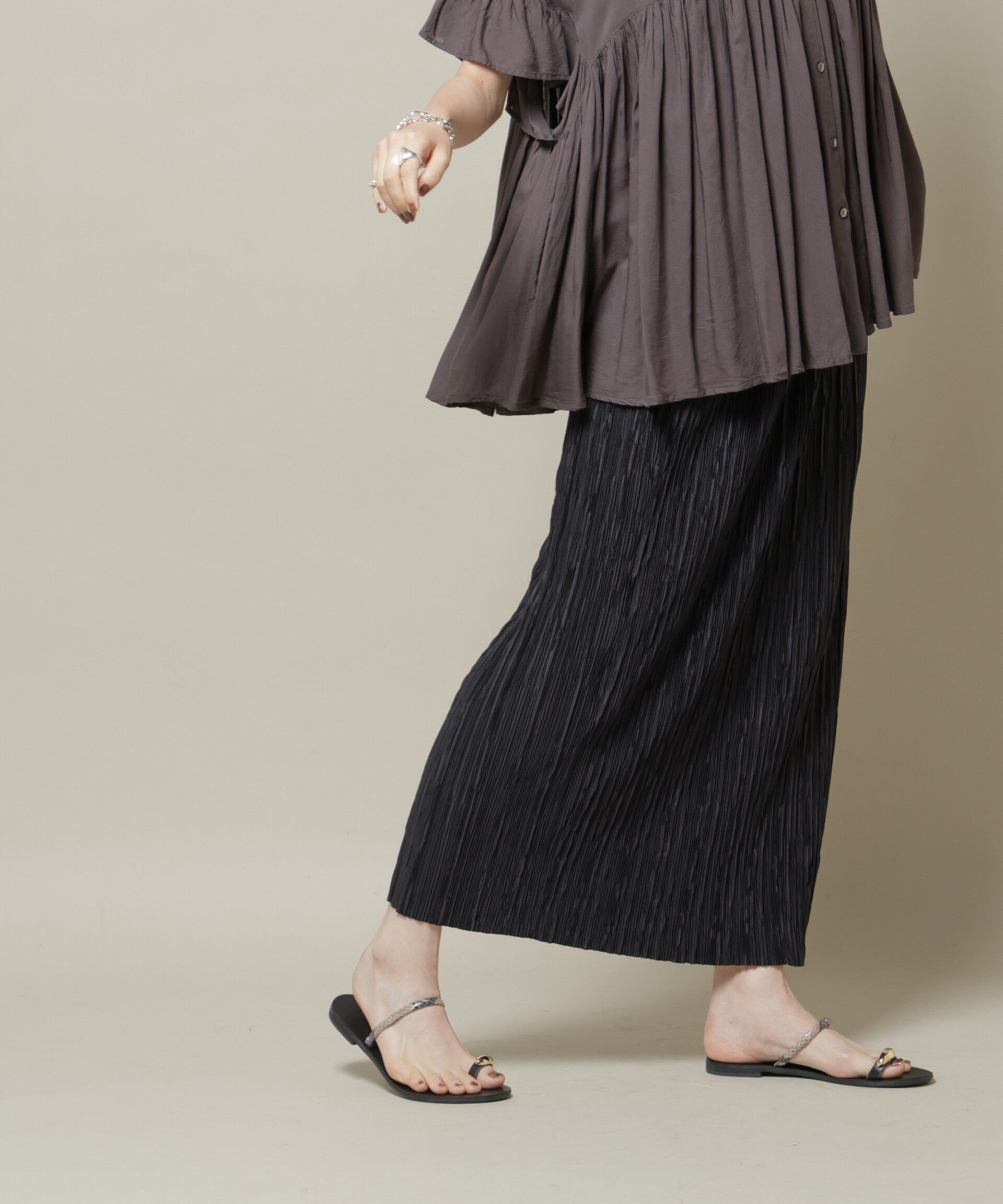 nano･universe「ランダムプリーツカットナロースカート(セットアップ可)」|スカート|