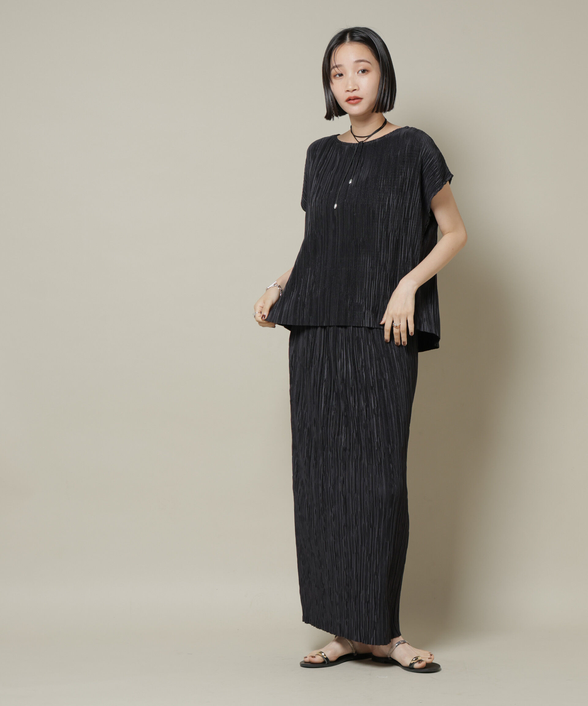 nano･universe「ランダムプリーツカットナロースカート(セットアップ可)」|スカート|