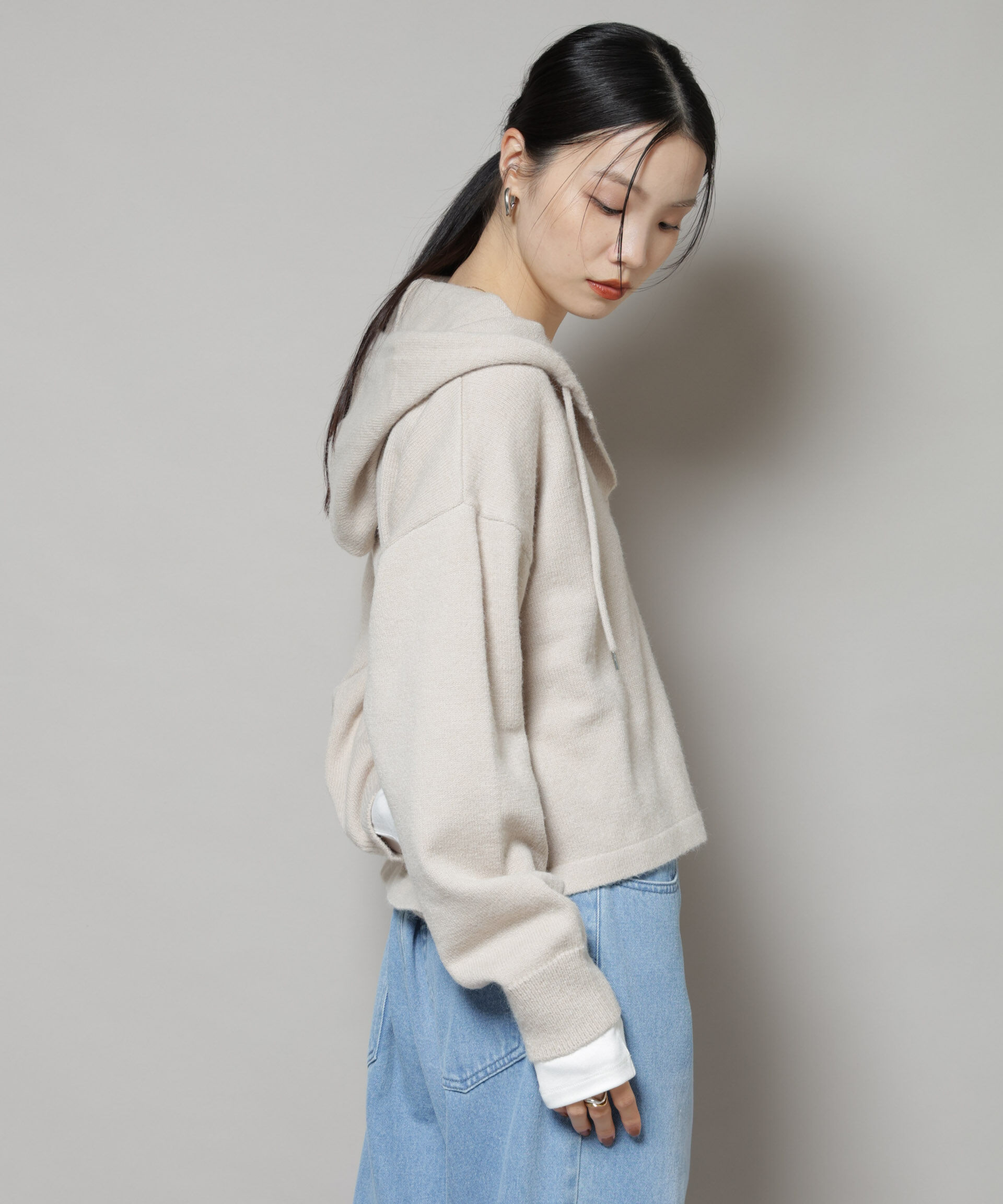 nano･universe「スキッパーフードニット」|ニット・セーター|