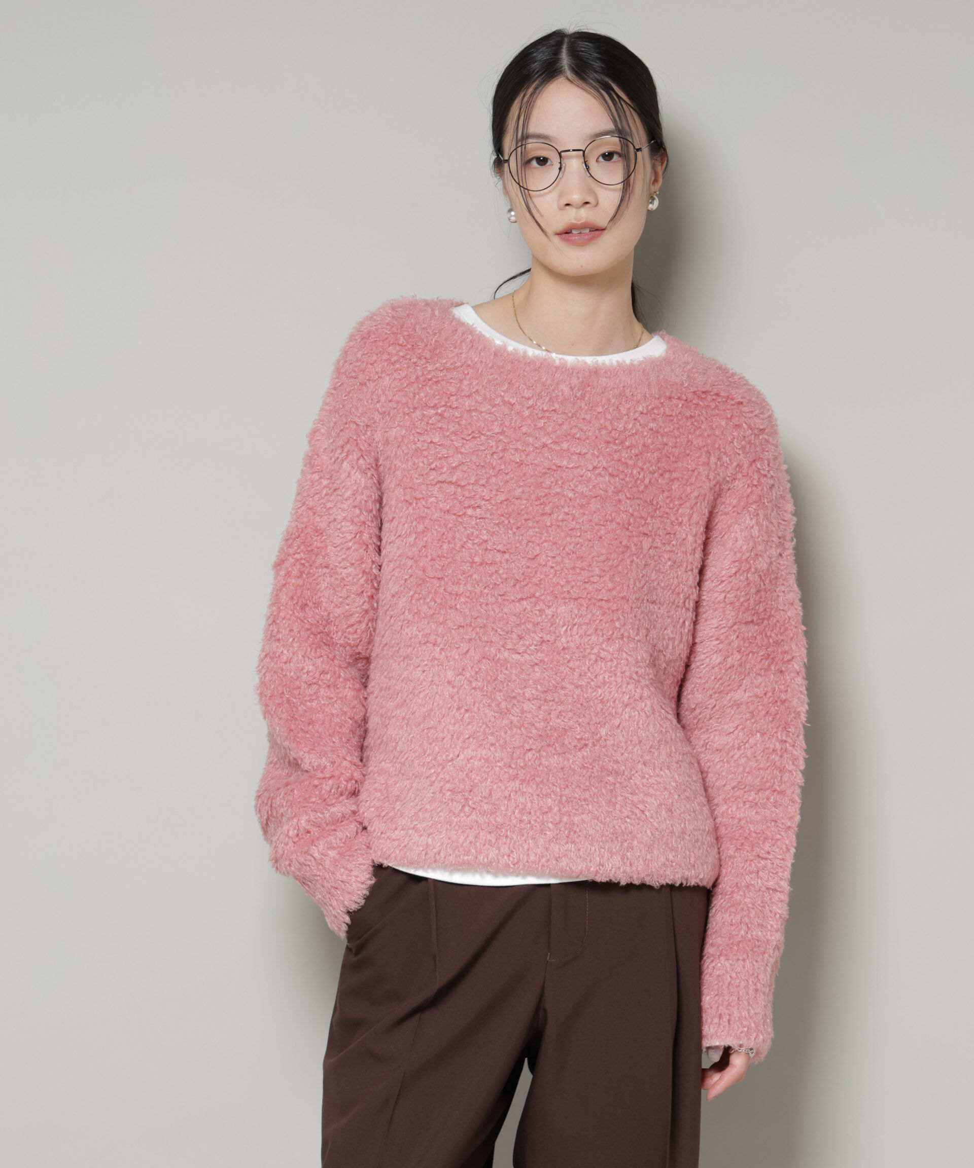 nano･universe「クロップドワイド起毛加工ニットトップス」|ニット・セーター|