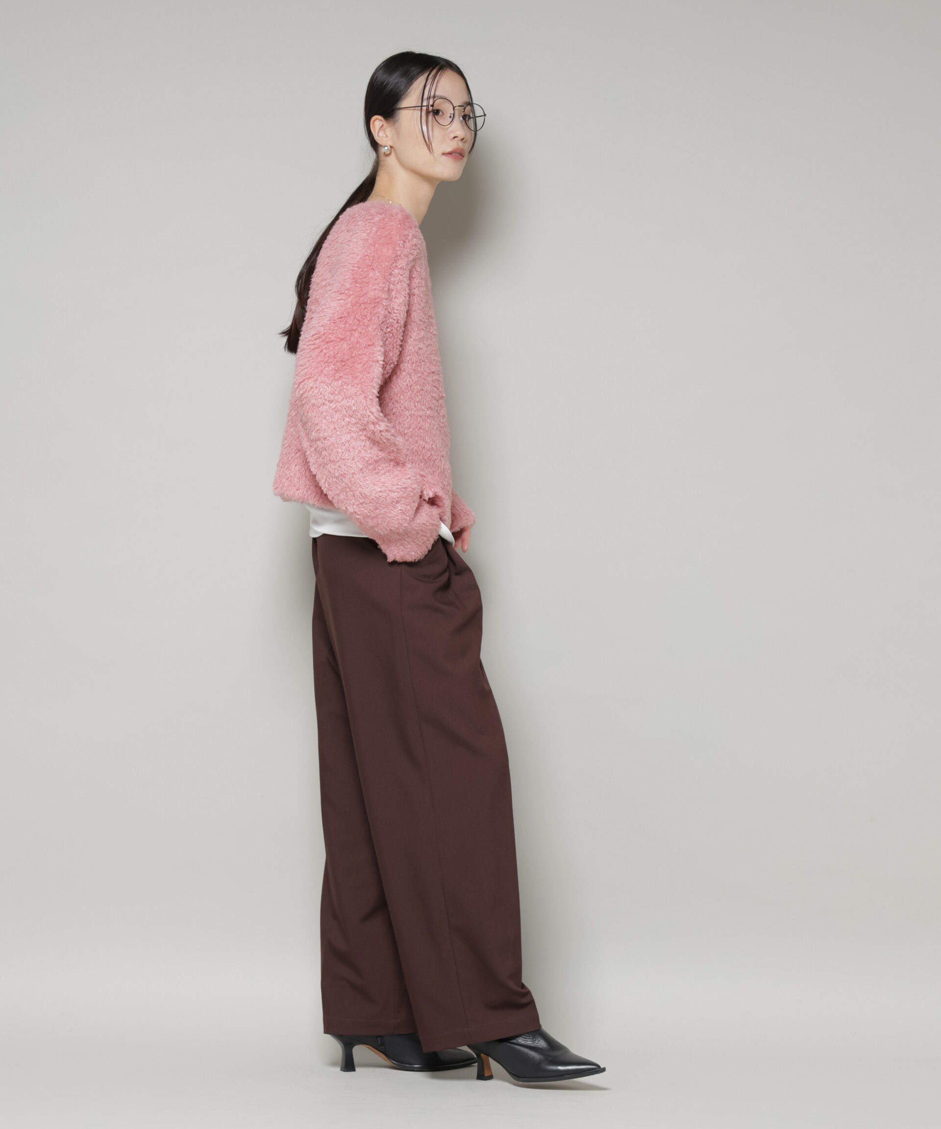 nano･universe「クロップドワイド起毛加工ニットトップス」|ニット・セーター|