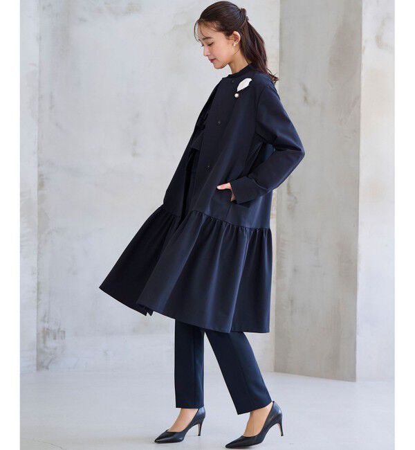 組曲「【KUMIKYOKU NAVY】ダブルクロスストレッチ ノーカラーコート」|ノーカラージャケット|