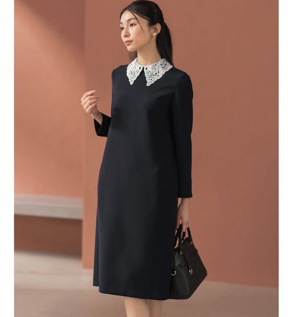 組曲「【KUMIKYOKU NAVY】コンフォータブルドレープ レース襟ワンピース」|ワンピース|