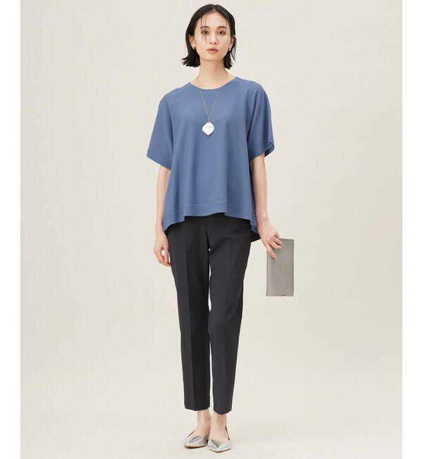 自由区「【接触冷感・UVカット・洗える】クレープストレッチAライン ニット」|ニット・セーター|