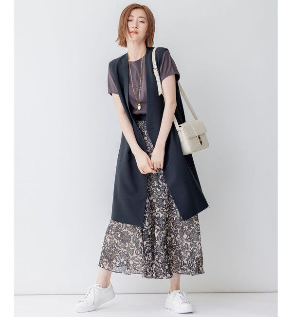 23区「【セットアップ対応】トロピカル2WAYストレッチ Vネック ノーカラー ジレ」|その他|