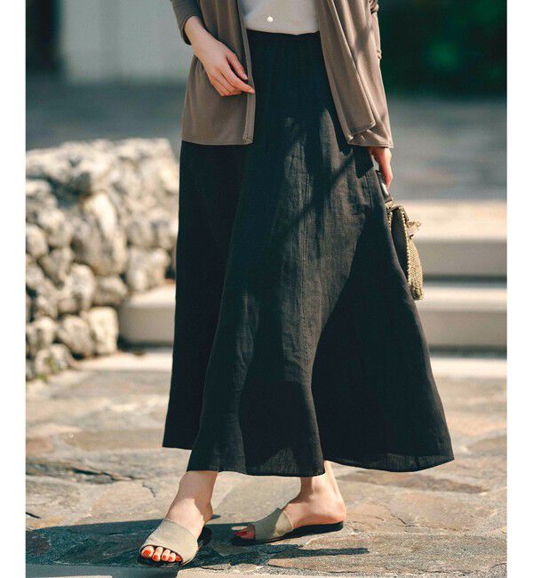 23区「【洗える】LIBECOリネン フレアスカート」|スカート|ﾀﾞｰｸﾌﾞ