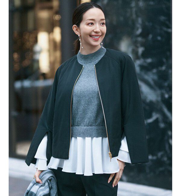 23区「【23区&times;Oggiコラボ /撥水加工】中綿 パディングタフタ ジャケット」|ダウン|ブラック系