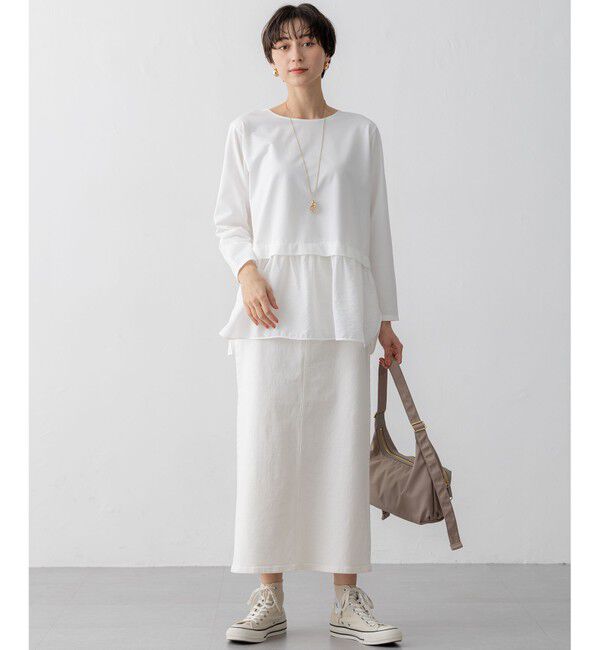 23区「【洗える】シアータフタ コンビ カットソー」|Tシャツ・カットソー|