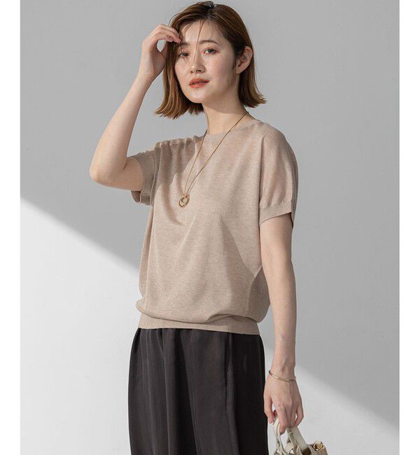 23区「【洗える】シャイニーシアー ドルマン ニット」|ニット・セーター|ベージュ系