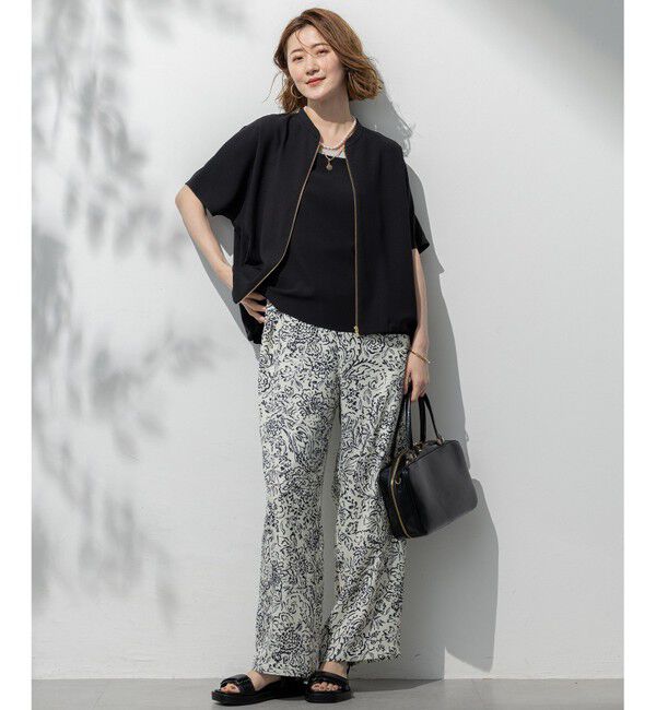 23区「【一部店舗限定/吸水速乾/UVカット/接触冷感】ストレッチジョーゼット フレンチスリーブ ブルゾン」|ブルゾン・スタジャン|