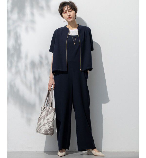 23区「【一部店舗限定/吸水速乾/UVカット/接触冷感】ストレッチジョーゼット フレンチスリーブ ブルゾン」|ブルゾン・スタジャン|