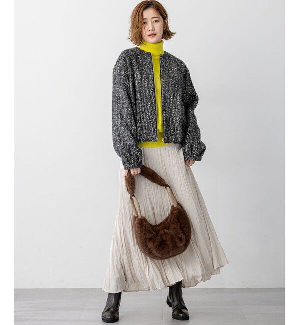 23区「【STORY11月掲載】BALLI ヘリンボーンツイード ノーカラー ブルゾン」|ブルゾン・スタジャン|