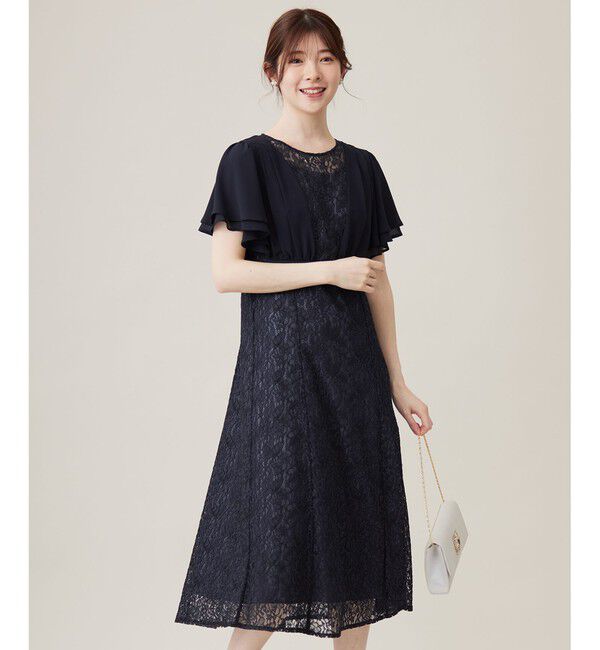 any SiS「【Lily Calin】ナローフレアレース ドレス」|ドレス|ネイビー