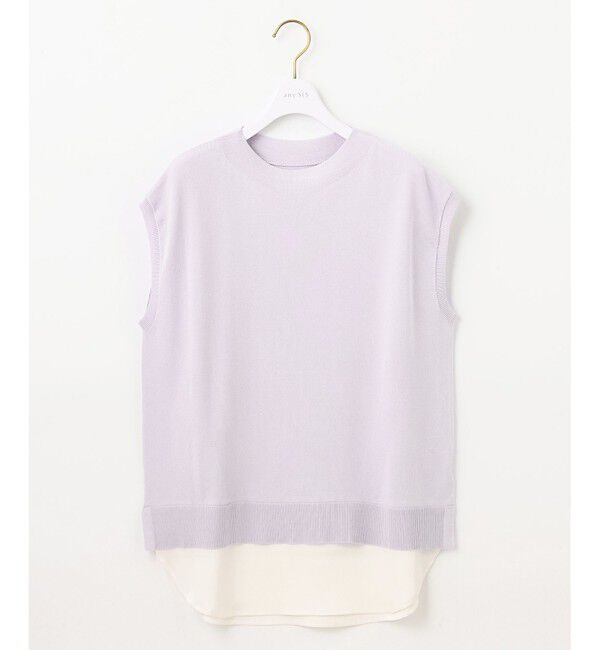 any SiS「【洗える】フレンチスリーブシャツテール ニット」|ニット・セーター|