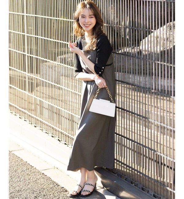 ANY SIS「【洗える・2SET】カットデザインスタイルアップ ワンピース&times;ニット」|スーツ|