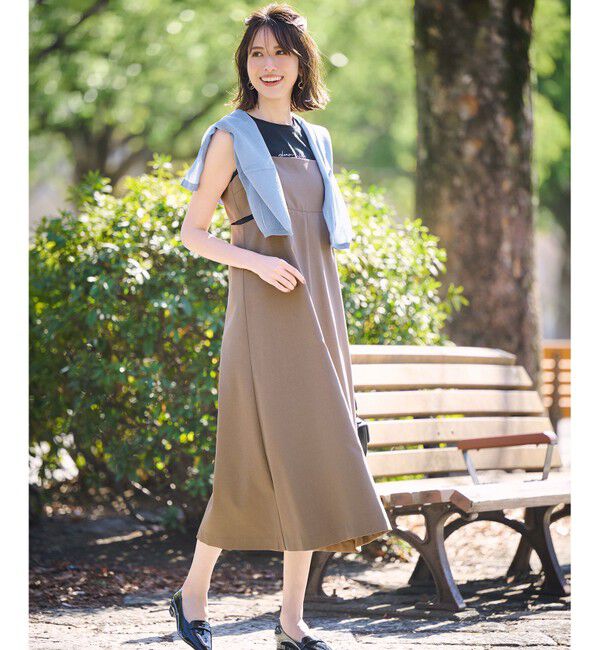 ANY SIS「【洗える・2SET】カットデザインスタイルアップ ワンピース&times;ニット」|スーツ|