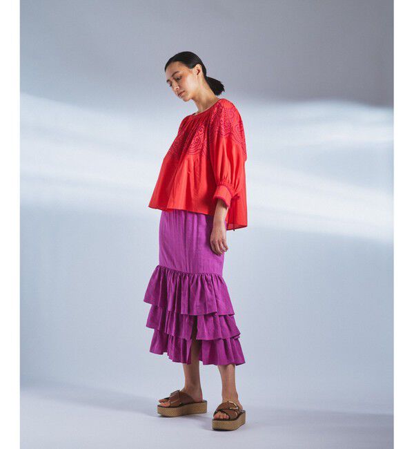 Diagram「ティアードスリットスカート」|スカート|ピンク