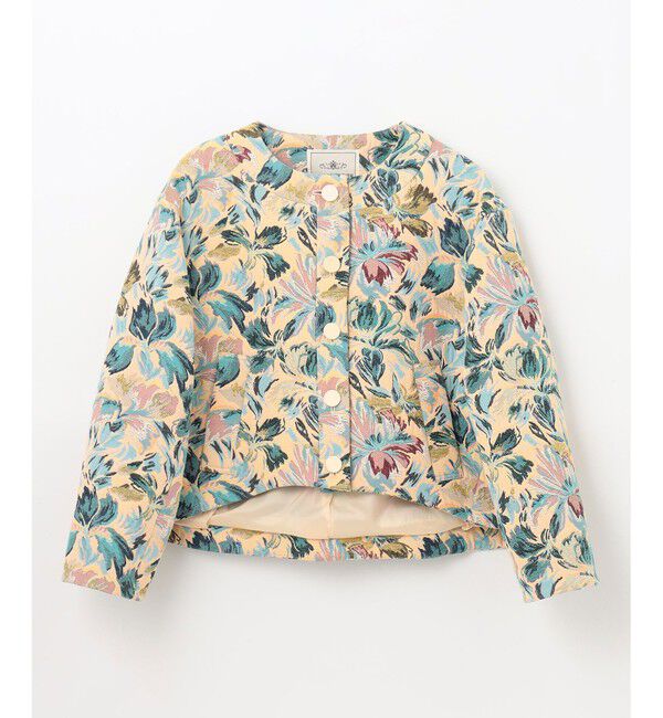 GRACE CONTINENTAL「フラワージャガードノーカラージャケット」|ノーカラージャケット|