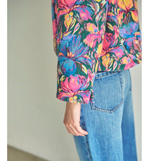 GRACE CONTINENTAL「フラワージャガードノーカラージャケット」|ノーカラージャケット|