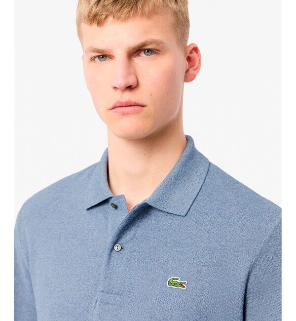 LACOSTE「長袖 リブ メランジカラ-ポロシャツ L1313 （杢・長袖)」|ポロシャツ|