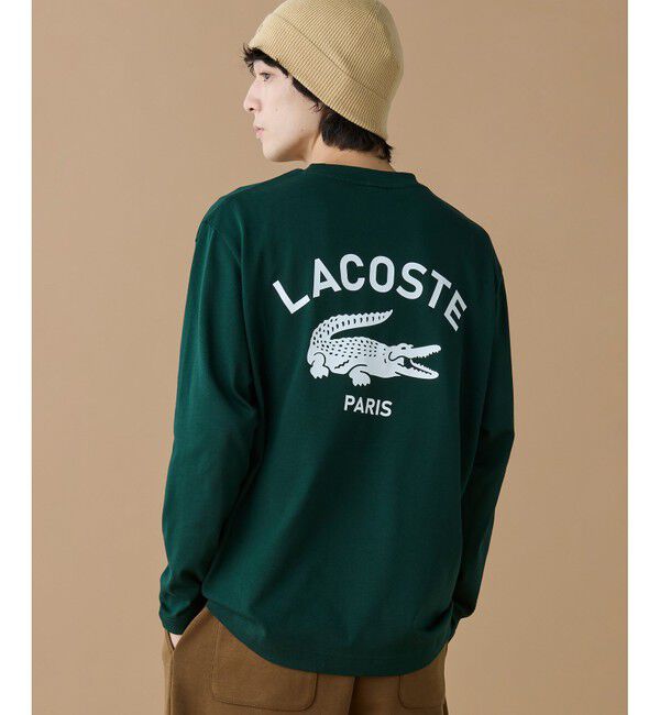 LACOSTE「オーバーサイズ PARISロゴ ヘビーウェイト 長袖Tシャツ / ロンT」|Tシャツ・カットソー|ダークグリーン