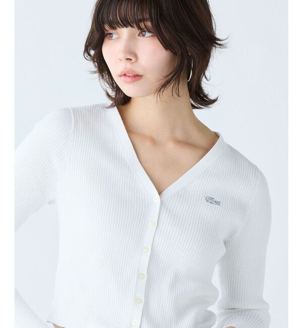 LACOSTE「UVカット クールマックスリブニットカーディガン」|カーディガン|