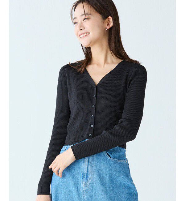 LACOSTE「UVカット クールマックスリブニットカーディガン」|カーディガン|ブラック