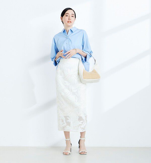 NOLLEY'S sophi「ウォッシャブルレザーカット刺繍タイトスカート」|タイト|