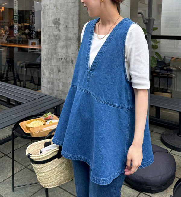 Rie Miller「【RM denim】ペプラムジレデニムブラウス」|シャツ・ブラウス|