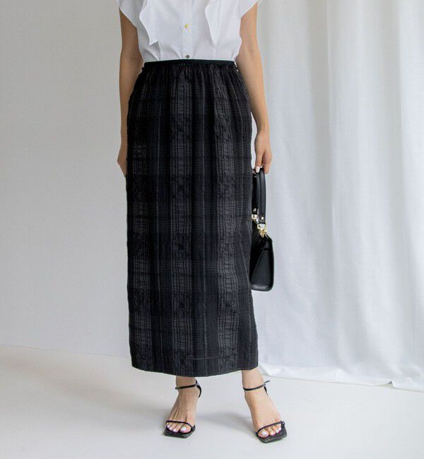 NOLLEY'S「ウォッシャブルレーシージャガードタイトスカート」|タイト|