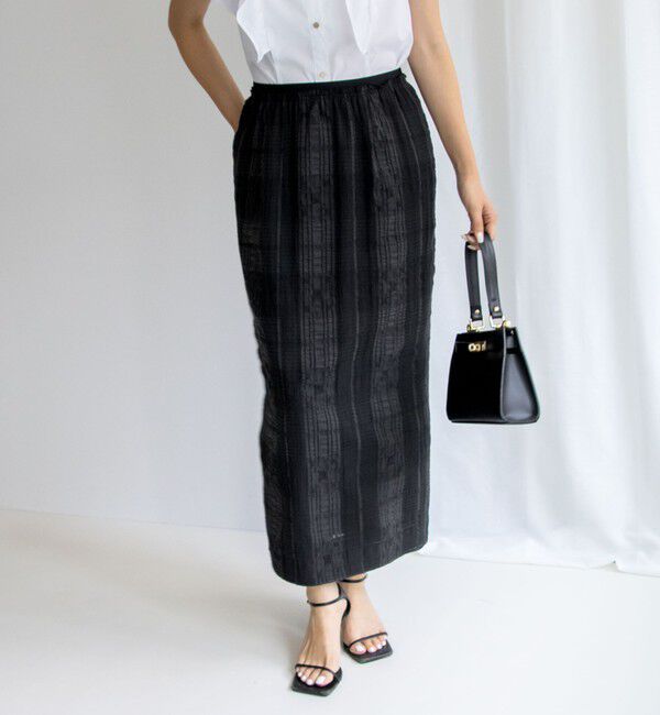 NOLLEY'S「ウォッシャブルレーシージャガードタイトスカート」|タイト|