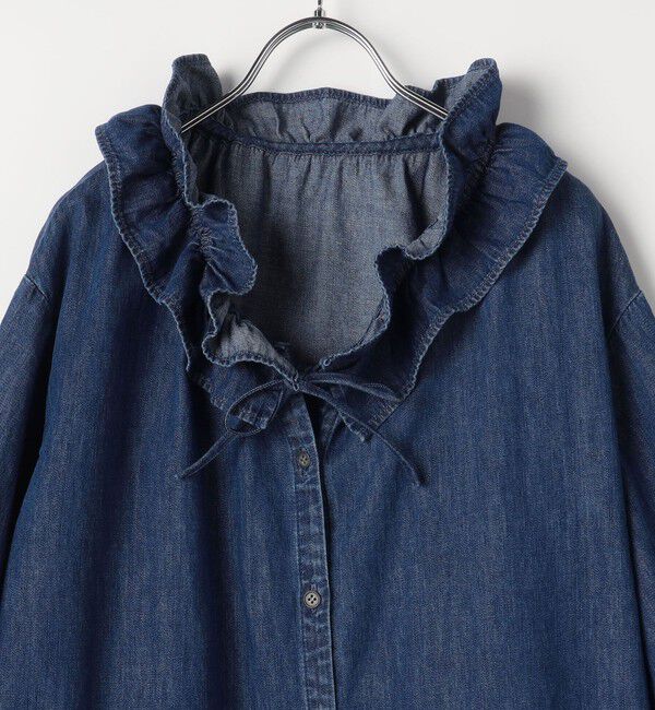 Rie Miller「【追加7回】【RM denim】フリルギャザーデニムブラウス」|シャツ・ブラウス|