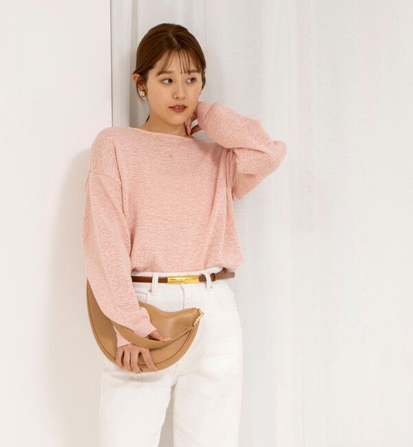 Rie Miller「《手洗い可能》テープヤーンボートネックプルオーバーニット」|ニット・セーター|