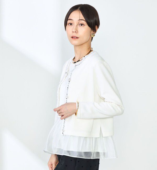 NOLLEY'S「《手洗い可能》フワシャギーステッチニットジャケット」|カーディガン|