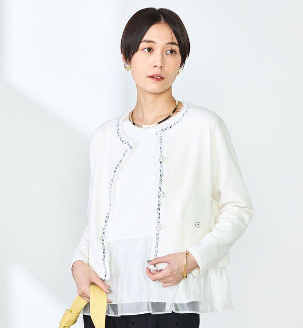 NOLLEY'S「《手洗い可能》フワシャギーステッチニットジャケット」|カーディガン|