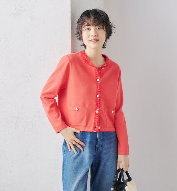 NOLLEY'S「《手洗い可能》フワシャギーステッチニットジャケット」|カーディガン|