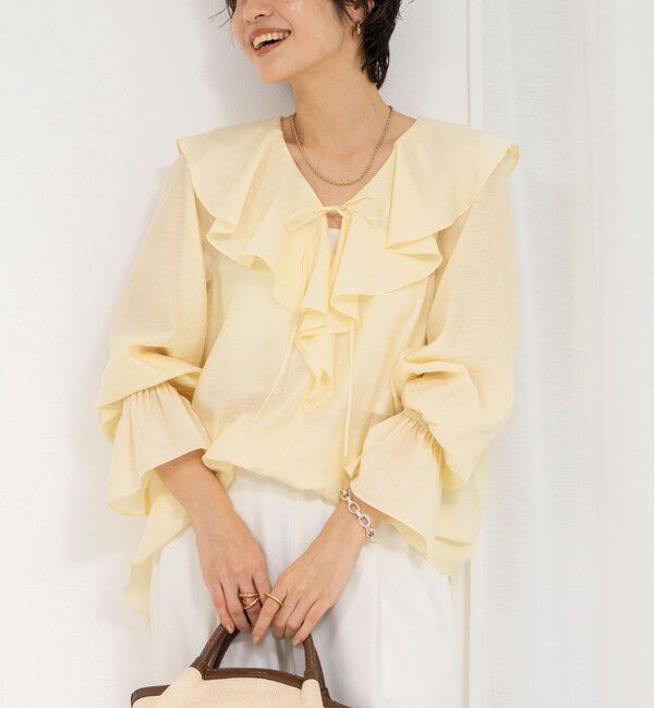 NOLLEY'S sophi「シアーラッフルブラウス」|シャツ・ブラウス|イエロー