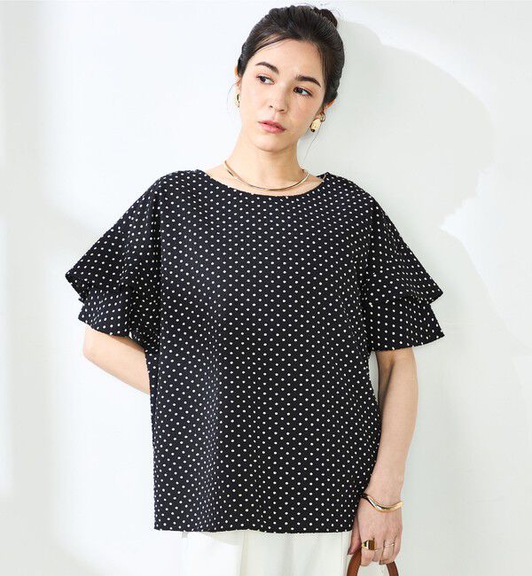 NOLLEY'S「【追加】サッカードットバックフリルブラウス」|シャツ・ブラウス|